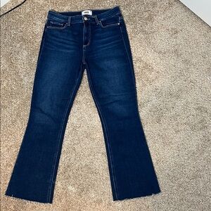 PAIGE Claudine High Waisted Raw Hem Ankle Flare Jeans NWOT